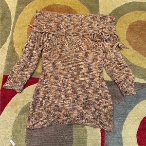 New York & Company NY&C 3/4 Sleeve Off The Shoulder Sweater Fringe Size Large